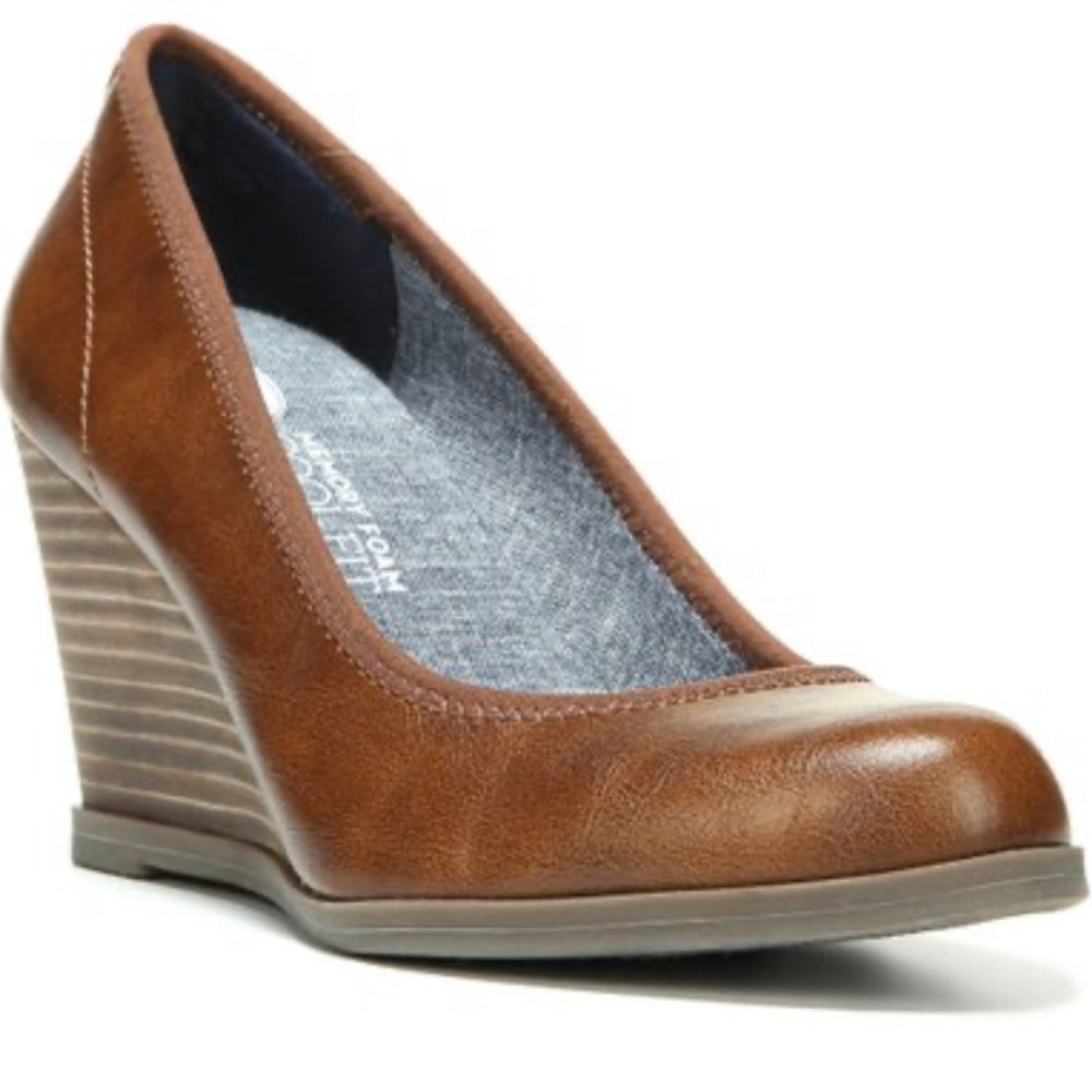 Dr. Scholl's Whiskey Penelope Brown Pump Wedge Heel Memory Foam 7